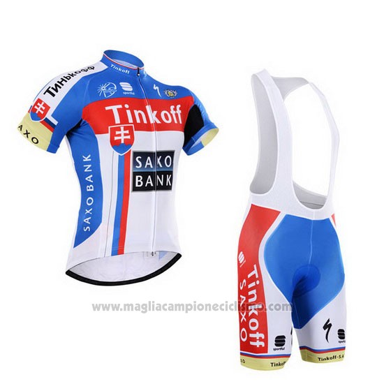 2015 Abbigliamento Ciclismo Tinkoff Saxo Bank Campione Slovacchia Manica Corta e Salopette